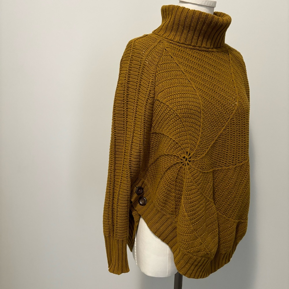 Anthropologie Angel Of The North Harvest Moon Poncho Sweater Cotton Knit Size XS - Picture 9 of 16